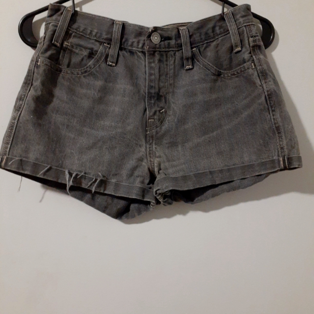 Vtg Levi’s Denim Jean Shorts Women’s  W26” grayish black Zip Fly Orange Tab